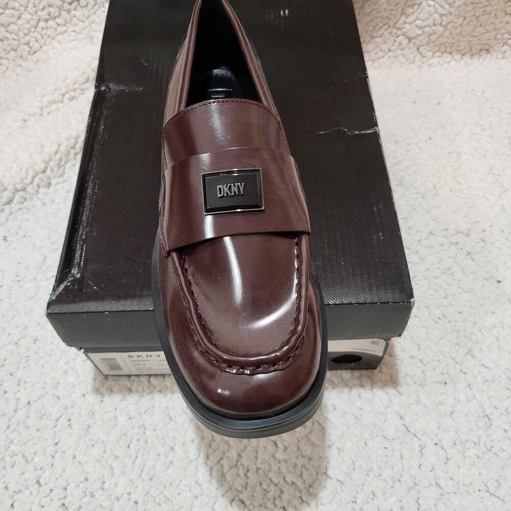 NEWDKNY Women's Bretny Heeled Loafer with Logo Mule, Bordeaux size 6